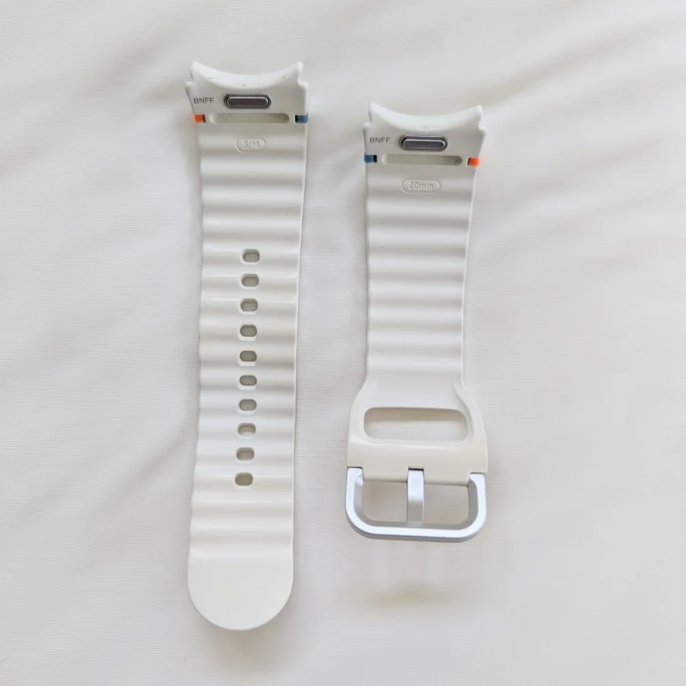 Samsung White Silicone Smartwatch Band with Subtle Accent Tabs